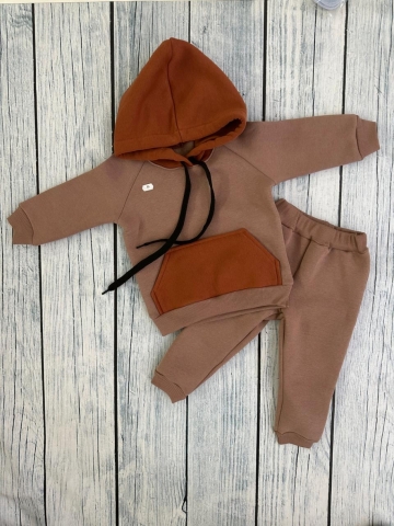 Купить оптом 296-РАЗ. Худи +Брюки детские, хлопок 65%, 35%  ПЭ, 3-х нитка (начес) разноцветный 80,86,92 в Екатеринбурге