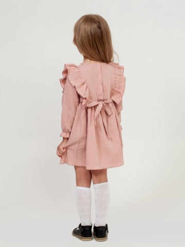 321-ПУ Платье из муслина детское, хлопок 100% пудра, р. 74,80,86,92